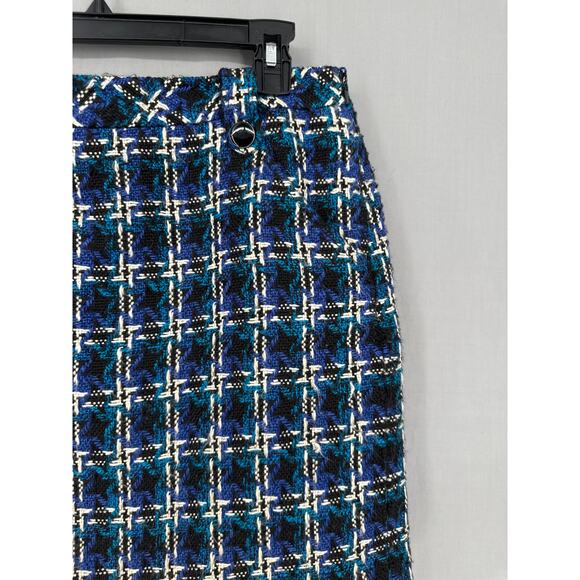 Loft Skirt Womens 2 Blue Plaid Tweed Mini Academia Preppy Grunge Capsule Boho - Picture 4 of 9